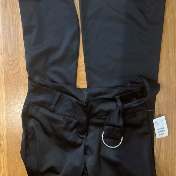 HM black satin pants with rhinestone belt Sz 6 - Picture 3 of 5